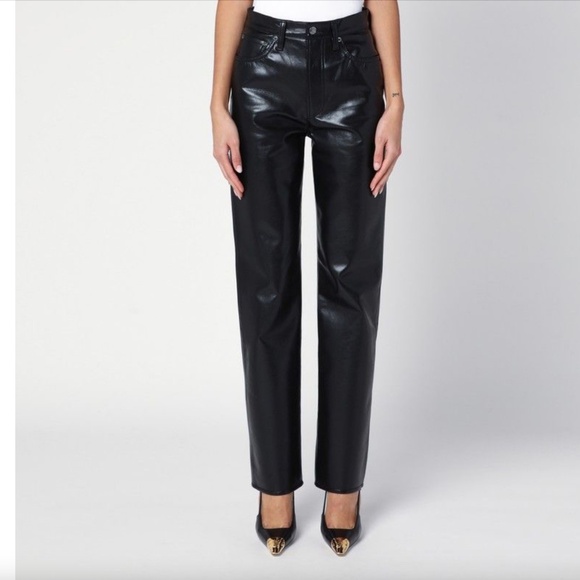 Agolde Recycled Leather Blend 90's Pinch Waist Detox Black - Picture 1 of 11